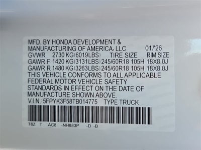 2026 Honda Ridgeline RTL