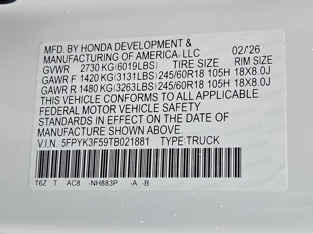 2026 Honda Ridgeline RTL