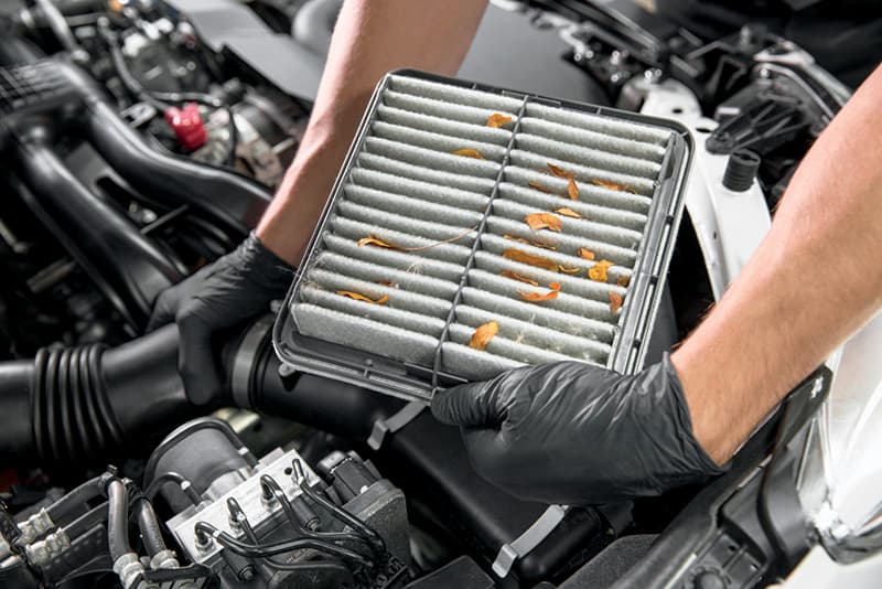 A clogged engine air filter restricts airflow and leads to increased fuel consumption